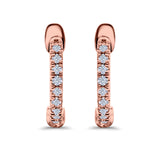 Half Eternity Hoop Earrings Round Simulated CZ 925 Sterling Silver (14mm)