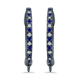 Half Eternity Hoop Earrings Round Simulated CZ 925 Sterling Silver (14mm)