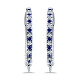 Half Eternity Hoop Earrings Round Simulated CZ 925 Sterling Silver (14mm)