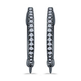 Half Eternity Hoop Earrings Round Simulated CZ 925 Sterling Silver (14mm)