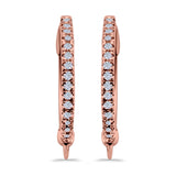 Half Eternity Hoop Earrings Round Simulated CZ 925 Sterling Silver (14mm)