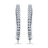Half Eternity Hoop Earrings Round Simulated CZ 925 Sterling Silver (14mm)