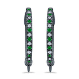 Half Eternity Hoop Earrings Round Simulated CZ 925 Sterling Silver (14mm)