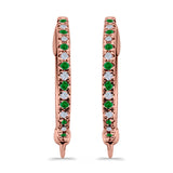 Half Eternity Hoop Earrings Round Simulated CZ 925 Sterling Silver (14mm)