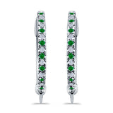 Half Eternity Hoop Earrings Round Simulated CZ 925 Sterling Silver (14mm)