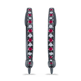 Half Eternity Hoop Earrings Round Simulated CZ 925 Sterling Silver (14mm)