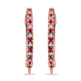 Half Eternity Hoop Earrings Round Simulated CZ 925 Sterling Silver (14mm)