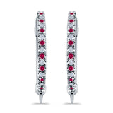 Half Eternity Hoop Earrings Round Simulated CZ 925 Sterling Silver (14mm)
