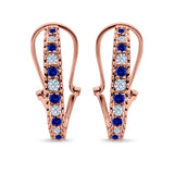 Half Eternity Heart Huggie Hoop Earrings Round Simulated CZ 925 Sterling Silver (18mm)
