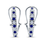 Half Eternity Heart Huggie Hoop Earrings Round Simulated CZ 925 Sterling Silver (18mm)