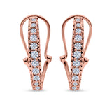 Half Eternity Heart Huggie Hoop Earrings Round Simulated CZ 925 Sterling Silver (18mm)