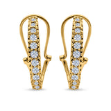Half Eternity Heart Huggie Hoop Earrings Round Simulated CZ 925 Sterling Silver (18mm)