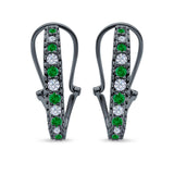 Half Eternity Heart Huggie Hoop Earrings Round Simulated CZ 925 Sterling Silver (18mm)