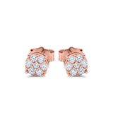 Simulated CZ Round Design Stud Earrings 925 Sterling Silver (5.3mm)
