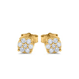 Simulated CZ Round Design Stud Earrings 925 Sterling Silver (5.3mm)