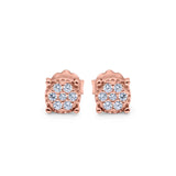 Stud Earrings Design Simulated CZ Round 925 Sterling Silver (5.9mm)