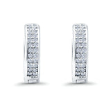 Half Eternity Hoop Earrings Round Simulated CZ 925 Sterling Silver (14mm)