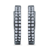 Half Eternity Hoop Earrings Round Simulated CZ 925 Sterling Silver (14mm)