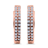 Half Eternity Hoop Earrings Round Simulated CZ 925 Sterling Silver (14mm)