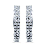 Half Eternity Hoop Earrings Round Simulated CZ 925 Sterling Silver (14mm)