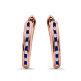 Half Eternity Round Hoop Earrings Simulated CZ 925 Sterling Silver (14mm)