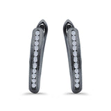Half Eternity Round Hoop Earrings Simulated CZ 925 Sterling Silver (14mm)