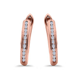 Half Eternity Round Hoop Earrings Simulated CZ 925 Sterling Silver (14mm)