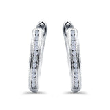 Half Eternity Round Hoop Earrings Simulated CZ 925 Sterling Silver (14mm)