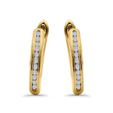 Half Eternity Round Hoop Earrings Simulated CZ 925 Sterling Silver (14mm)