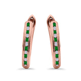 Half Eternity Round Hoop Earrings Simulated CZ 925 Sterling Silver (14mm)