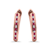 Half Eternity Round Hoop Earrings Simulated CZ 925 Sterling Silver (14mm)
