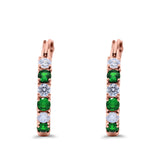 Half Eternity Huggie Hoop Earrings Round Simulated Cubic Zirconia 925 Sterling Silver (21mm)
