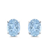 Art Deco Oval Wedding Bridal Solitaire Stud Earrings Simulated CZ 925 Sterling Silver-7mmx5mm