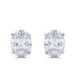 Art Deco Oval Wedding Bridal Solitaire Stud Earrings Simulated CZ 925 Sterling Silver-7mmx5mm