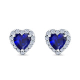 Heart shape Stud Earrings Wedding Simulated CZ 925 Sterling Silver (10mm)