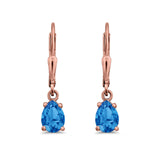 Teardrop Bridal Dangling Leverback Earrings Pear CZ 925 Sterling Silver