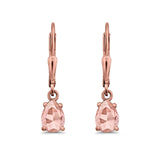 Teardrop Bridal Dangling Leverback Earrings Pear CZ 925 Sterling Silver