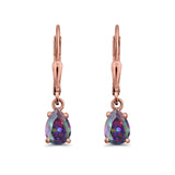 Teardrop Bridal Dangling Leverback Earrings Pear CZ 925 Sterling Silver