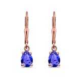 Teardrop Bridal Dangling Leverback Earrings Pear CZ 925 Sterling Silver