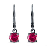 Lever Back Earring Round Simulated Cubic Zirconia 925 Sterling Silver (2mm-10mm)