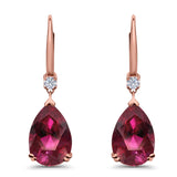 Pear Shape Dangling Leverback Earrings Wedding Simulated Cubic Zirconia 925 Sterling Silver (22mm)