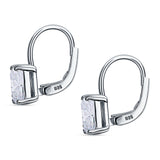 Cushion Leverback Earrings Cubic Zirconia 925 Sterling Silver