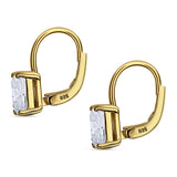 Cushion Leverback Earrings Cubic Zirconia 925 Sterling Silver