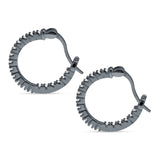 Huggie Hoop Earrings Round Cubic Zirconia 925 Sterling Silver