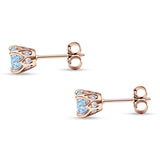 Round Hidden Halo Stud Earring Cubic Zirconia 925 Sterling Silver