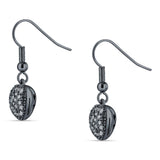 Sparkling Heart Cluster Drop Fish-Hook Earrings Cubic Zirconia 925 Sterling Silver