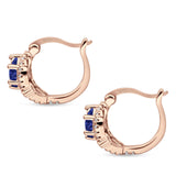 Halo Round Huggie Hoop Earrings Cubic Zirconia 925 Sterling Silver
