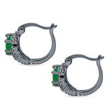 Halo Round Huggie Hoop Earrings Cubic Zirconia 925 Sterling Silver