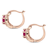 Halo Round Huggie Hoop Earrings Cubic Zirconia 925 Sterling Silver