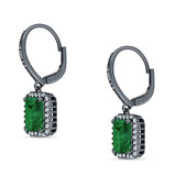 Emerald Cut Dangle Drop Leverback Earrings Cubic Zirconia 925 Sterling Silver